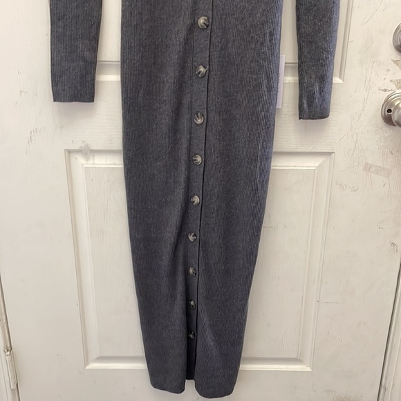 Torn By Ronny Kobo Women's Vianne Button Down Midi Knit Sweater Dress Charcoal L - Picture 6 of 11